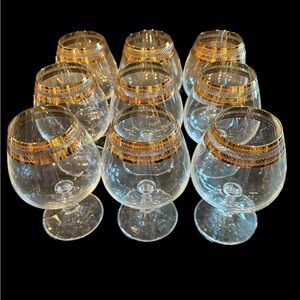Czechoslovakian Crystal Gold Rimmed Brandy Snifters